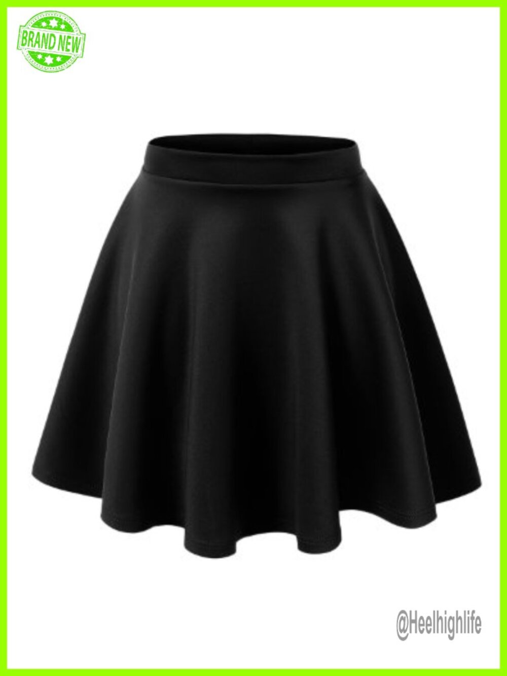 Women's Stretchy Flared Mini Skater Skirt A-Line Elastic Waist Casual